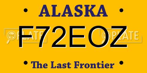 F72EOZ Alaska License Plate