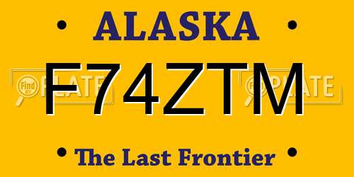 F74ZTM Alaska License Plate