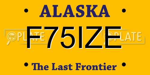 F75IZE Alaska License Plate