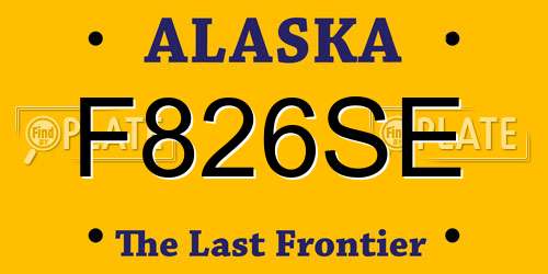 F826SE Alaska License Plate