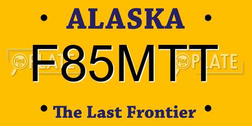 F85MTT Alaska License Plate