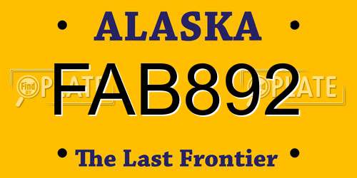 FAB892 Alaska License Plate