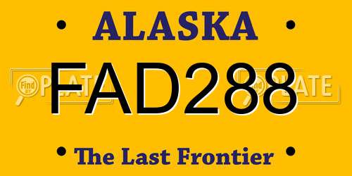FAD288 Alaska License Plate
