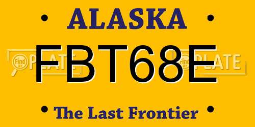 FBT68E Alaska License Plate