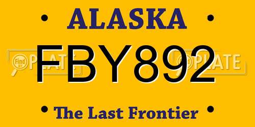 FBY892 Alaska License Plate