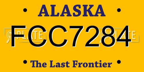 FCC7284 Alaska License Plate