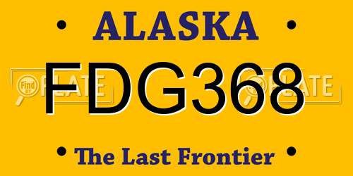 FDG368 Alaska License Plate