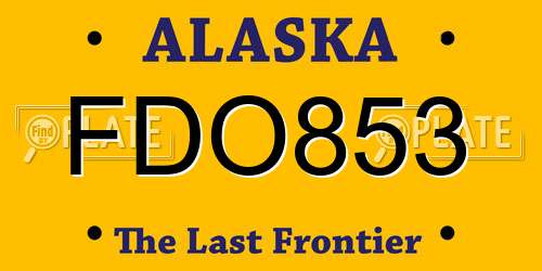 FDO853 Alaska License Plate