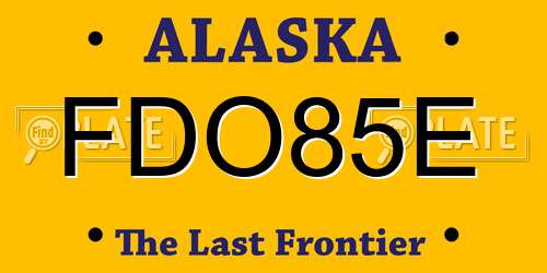 FDO85E Alaska License Plate