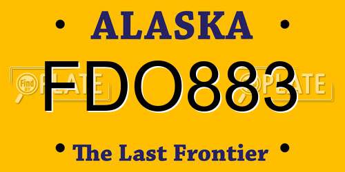 FDO883 Alaska License Plate