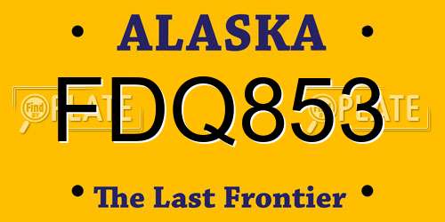 FDQ853 Alaska License Plate