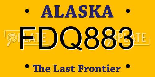 FDQ883 Alaska License Plate