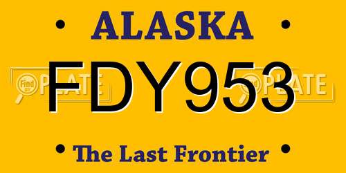 FDY953 Alaska License Plate