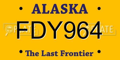 FDY964 Alaska License Plate