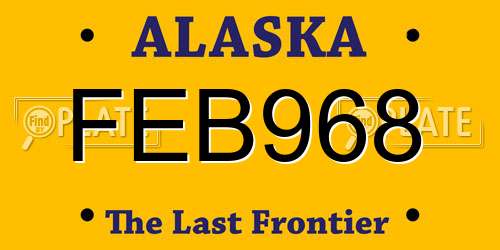 FEB968 Alaska License Plate
