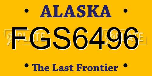 FGS6496 Alaska License Plate