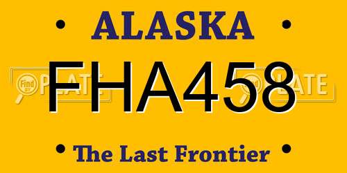 FHA458 Alaska License Plate