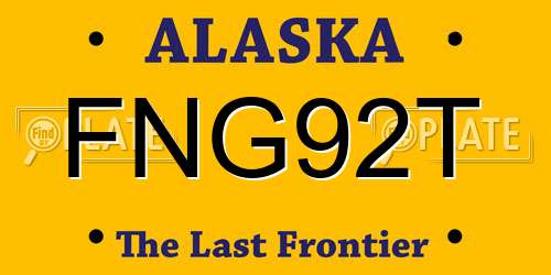 FNG92T Alaska License Plate