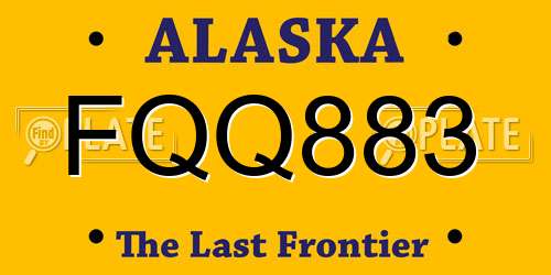 FQQ883 Alaska License Plate