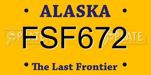 FSF672 Alaska License Plate