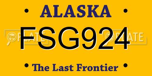 FSG924 Alaska License Plate