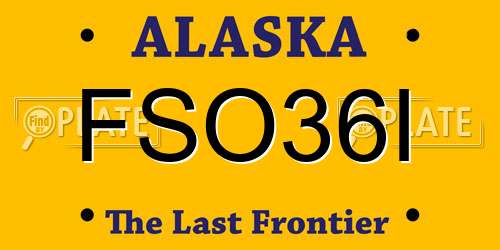 FSO36I Alaska License Plate