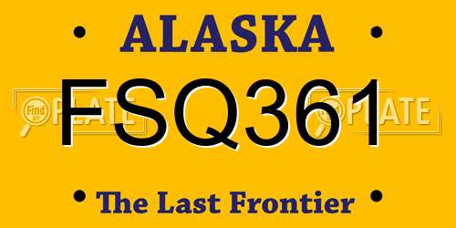 FSQ361 Alaska License Plate