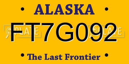 FT7G092 Alaska License Plate
