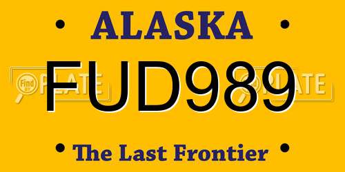FUD989 Alaska License Plate