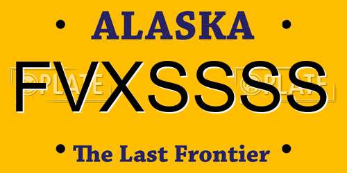 FVXSSSS Alaska License Plate