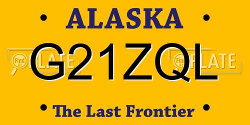 G21ZQL Alaska License Plate