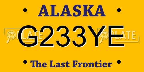 G233YE Alaska License Plate