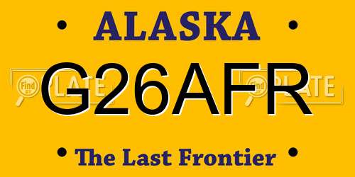 G26AFR Alaska License Plate