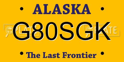G80SGK Alaska License Plate
