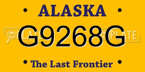 G9268G Alaska License Plate