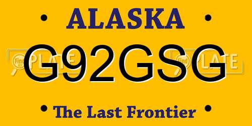 G92GSG Alaska License Plate