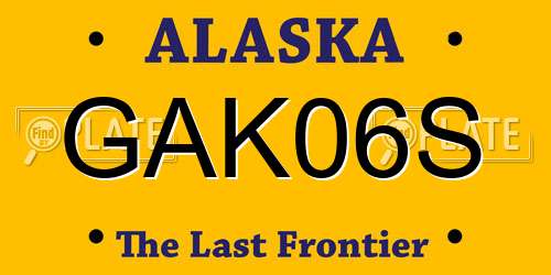 GAK06S Alaska License Plate