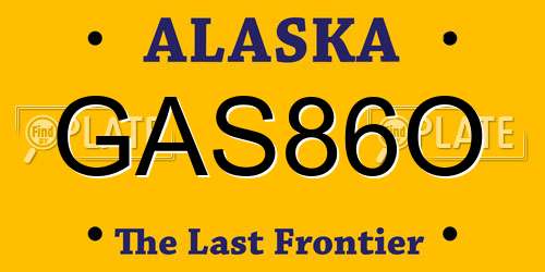 GAS86O Alaska License Plate