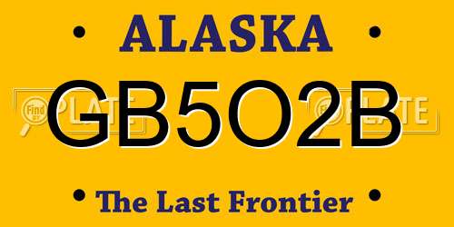 GB5O2B Alaska License Plate