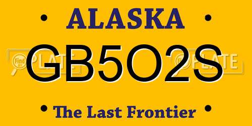 GB5O2S Alaska License Plate