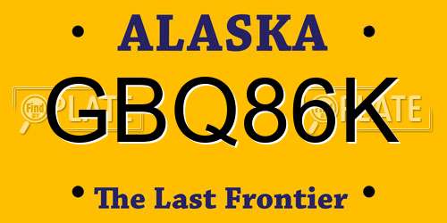 GBQ86K Alaska License Plate