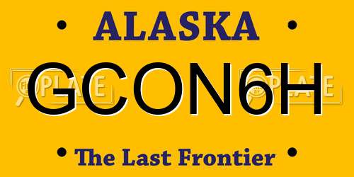 GCON6H Alaska License Plate