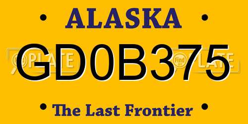 GD0B375 Alaska License Plate