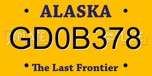 GD0B378 Alaska License Plate