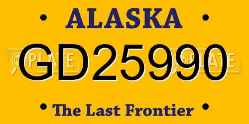 GD25990 Alaska License Plate