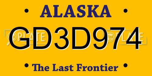 GD3D974 Alaska License Plate
