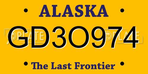 GD3O974 Alaska License Plate