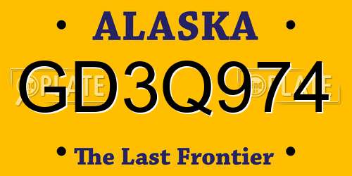 GD3Q974 Alaska License Plate
