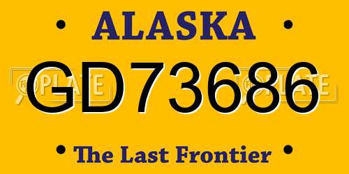GD73686 Alaska License Plate