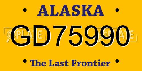 GD75990 Alaska License Plate